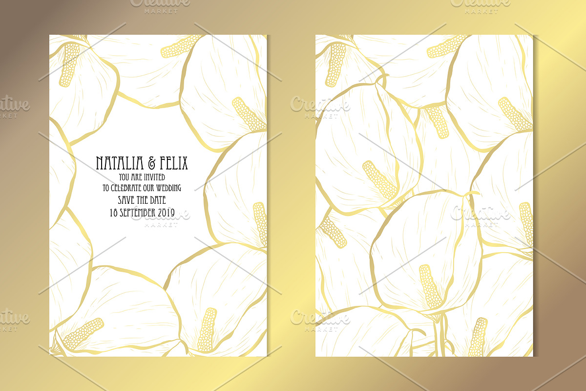 Golden Calla Card Template in Postcard Templates - product preview 8
