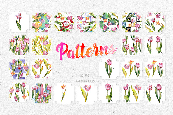Tulips for Love  Watercolor png  in Illustrations - product preview 1