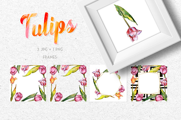Tulips for Love  Watercolor png  in Illustrations - product preview 5