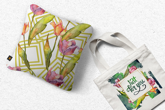 Tulips for Love  Watercolor png  in Illustrations - product preview 6