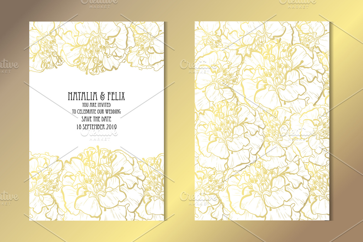 Golden Marigold Card Template in Postcard Templates - product preview 8
