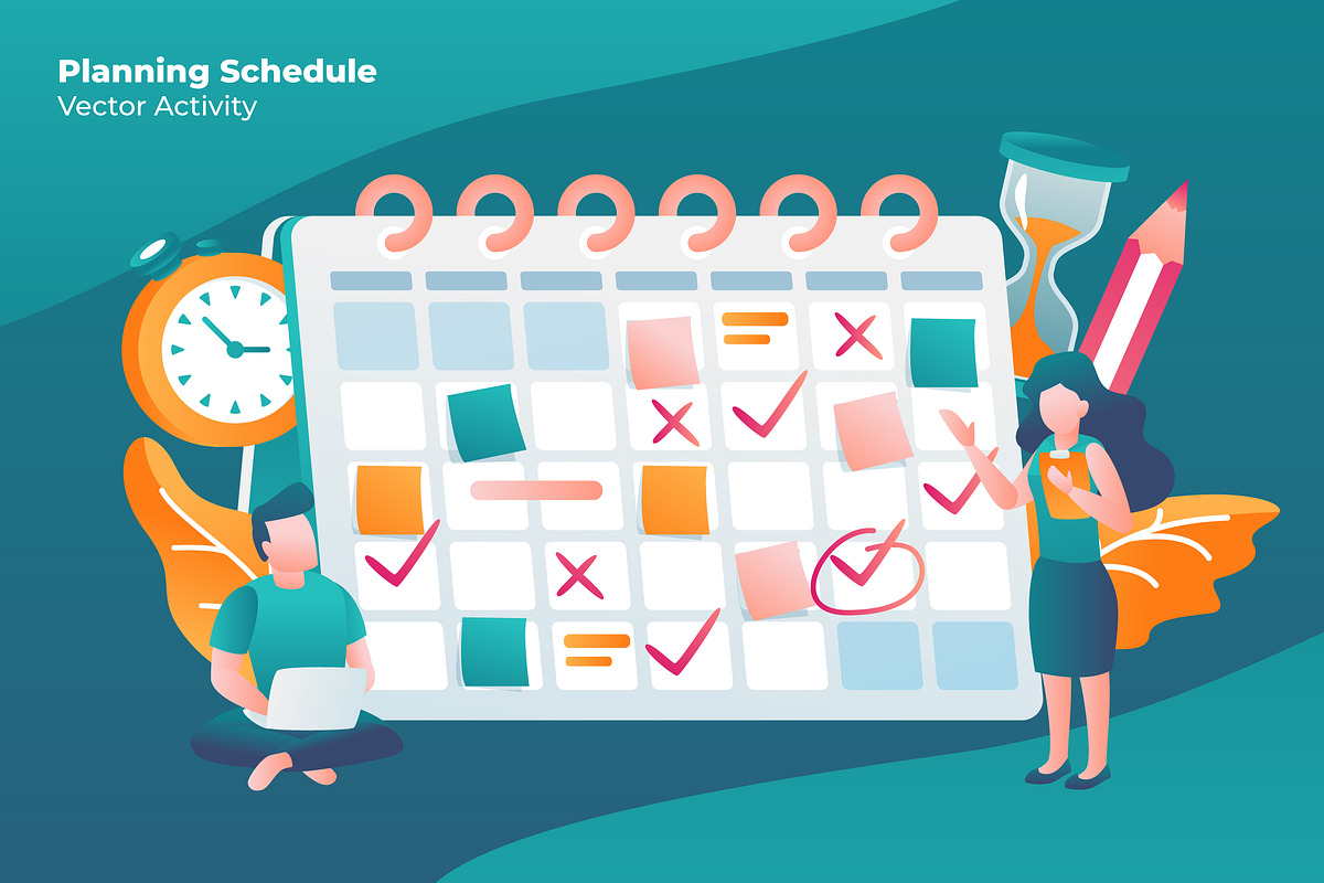 Planning Sched - Vector Illustration in Illustrations - product preview 8