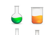 Glossy realistic chemical flasks