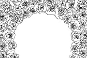 Outline rosebuds in round frame