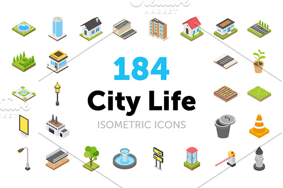 184 City Life Isometric Icons in Icons - product preview 5