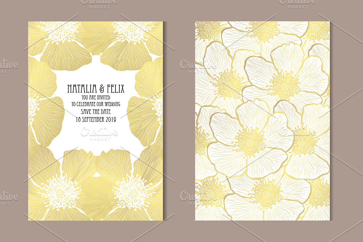 Golden Dog Rose Card Template in Postcard Templates - product preview 8