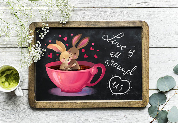 Cute Bunny Love clipart in Illustrations - product preview 5
