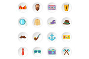 Hipster icons, cartoon style