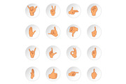 Hand gesture icons, cartoon style