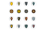 shield icons set, flat style