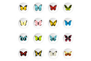 Butterfly icons set, flat style
