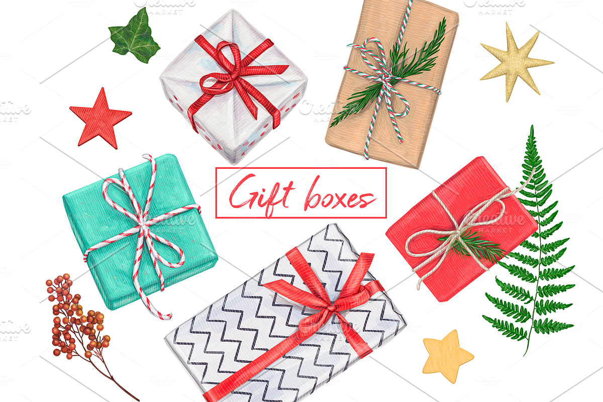 Cute gift boxes in Illustrations - product preview 8