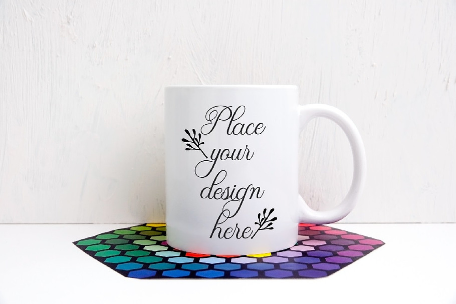 11oz spring white coffee mug mock up in Product Mockups - product preview 8