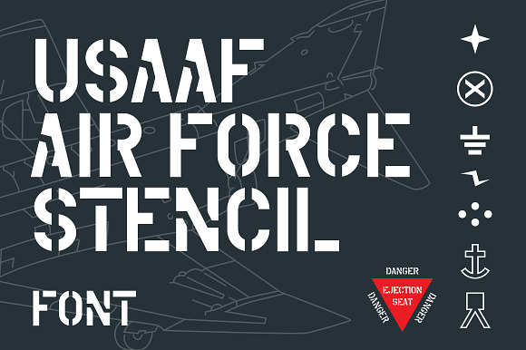 USAAF Air Force Stencil Font in Sans-Serif Fonts - product preview 2