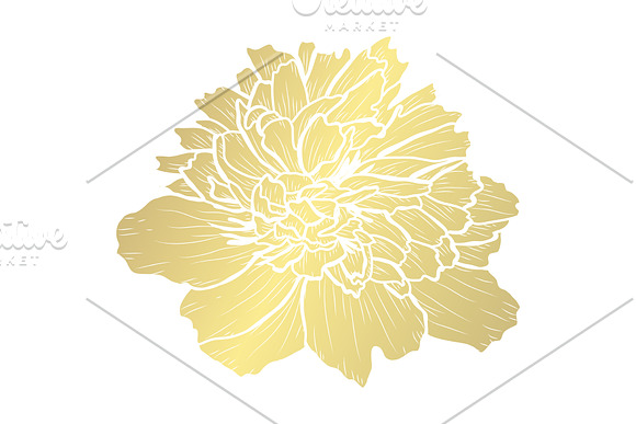 Golden Peony Card Template in Postcard Templates - product preview 1