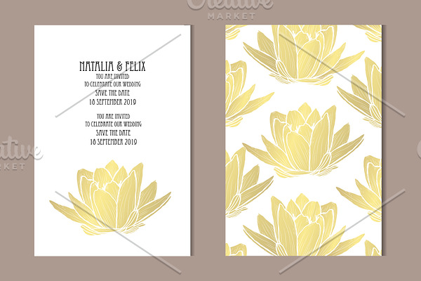 Golden Lotus Card Template