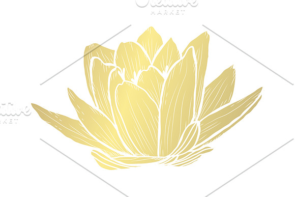 Golden Lotus Card Template in Postcard Templates - product preview 1