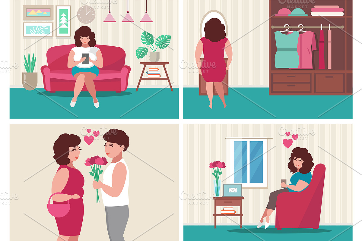 Love story bodypositive  in Illustrations - product preview 8