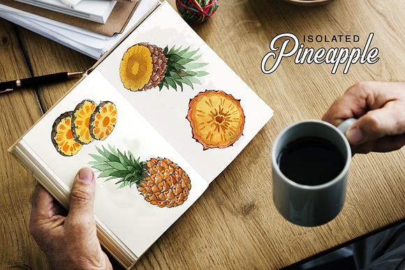 Pineapple Watercolor png in Illustrations - product preview 6