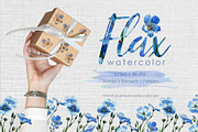 Flax blue Watercolor png 