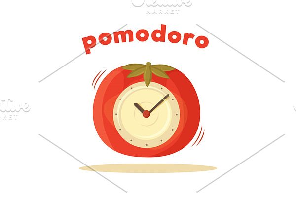 Pomodoro Clock Card Colored Vector
