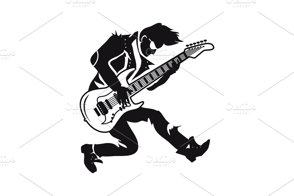 Guitarist Playing Songs on Vector in Illustrations - product preview 8