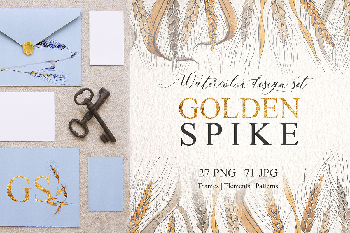 Spike Watercolor design set png in Illustrations - product preview 8
