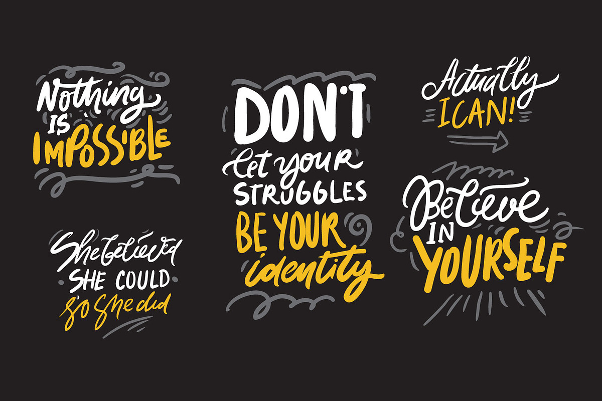 Believe in yourself, 6 quotes in Illustrations - product preview 8