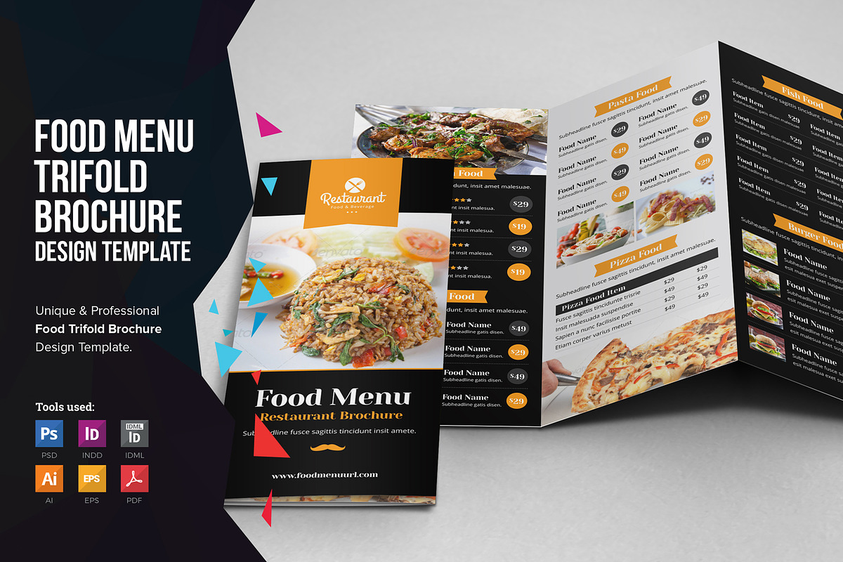 Food Menu Trifold Brochure v1 in Brochure Templates - product preview 8