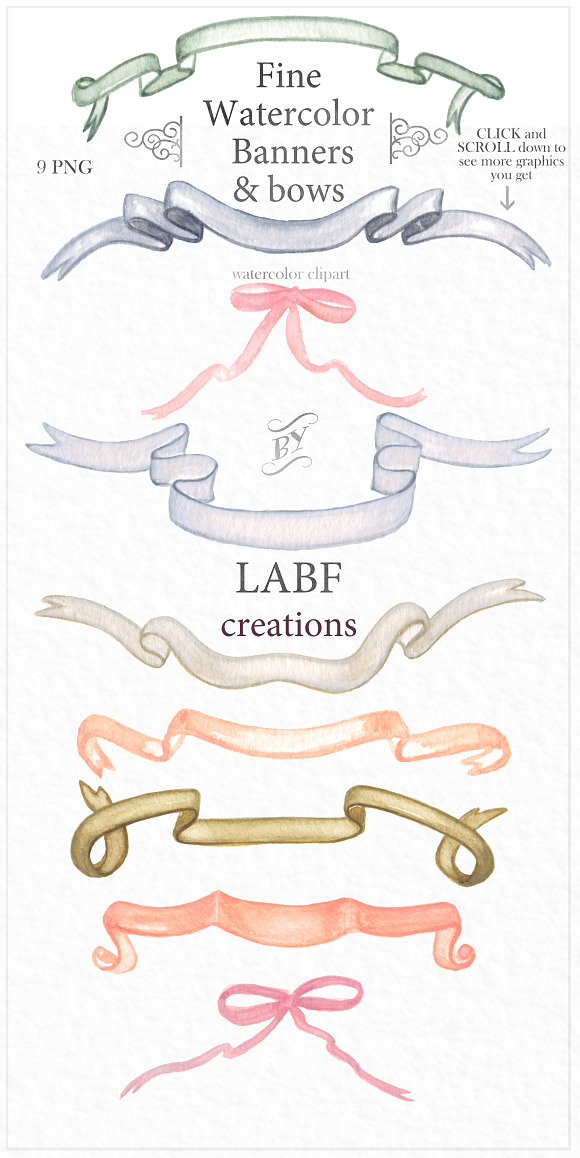 Crest, banners. Watercolor clipart in Illustrations - product preview 1