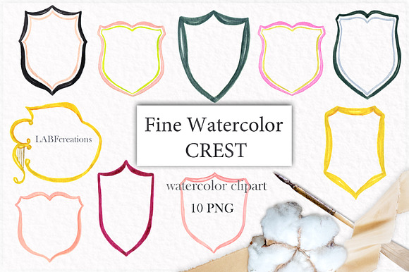 Crest, banners. Watercolor clipart in Illustrations - product preview 4