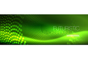 Green neon dotted circles background