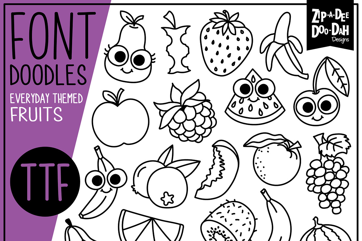 Fruits Doodle Font in Fonts - product preview 8