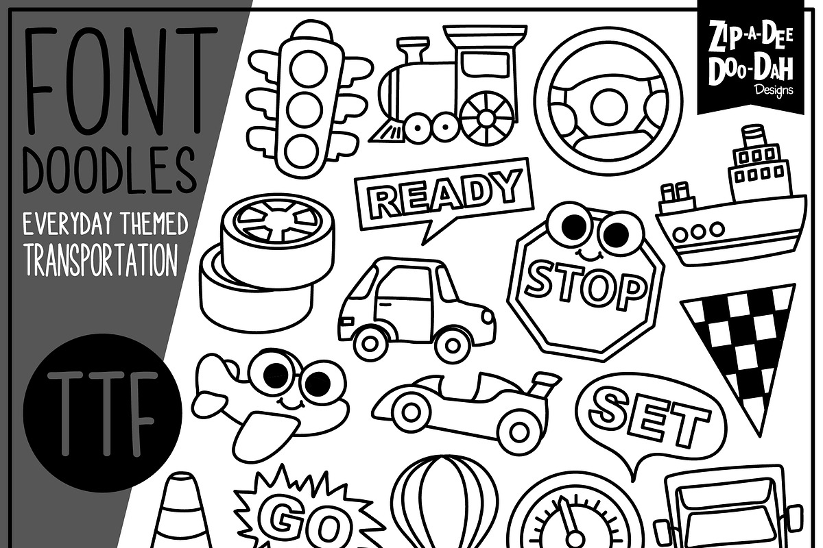 Transportation Doodle Font in Fonts - product preview 8