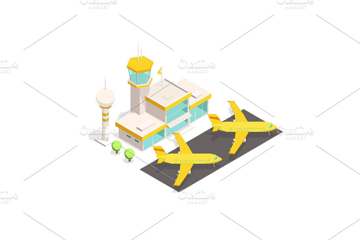 Modern airport terminal building and in Illustrations - product preview 8