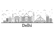 Outline Delhi India City Skyline