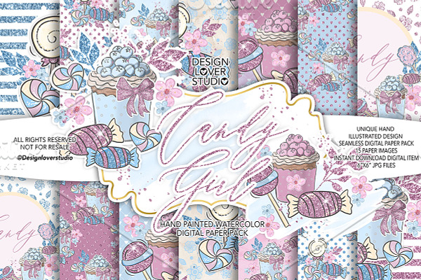 Candy Girl digital paper pack
