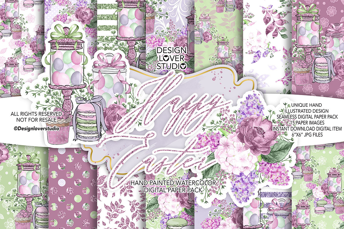 Happy Easter  digital paper pack in Patterns - product preview 8