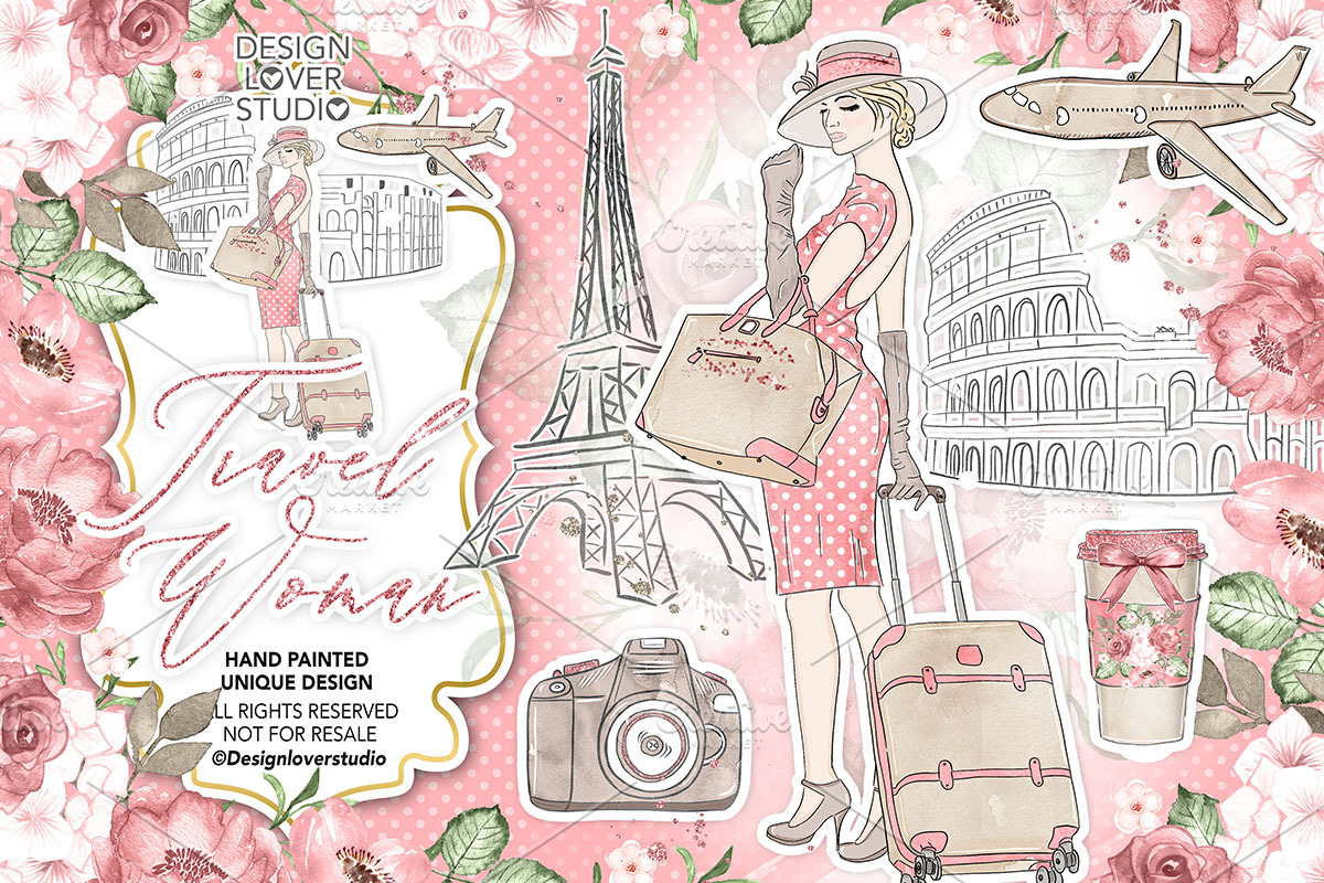 -50% Travel woman design in Illustrations - product preview 8