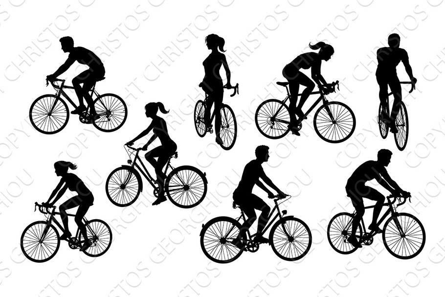 Bicycle Riding Bike Cyclists in Illustrations - product preview 8