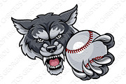 Wolf Holding Baseball Ball Mascot