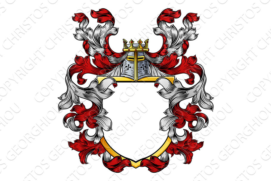 Coat of Arms Crest Knight Family in Illustrations - product preview 8