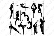 Pole Dancer Women Silhouettes Set