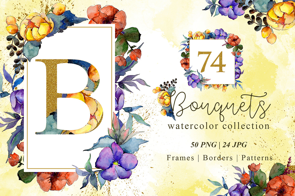BOUQUETS On March 8 Watercolor png  in Illustrations - product preview 8