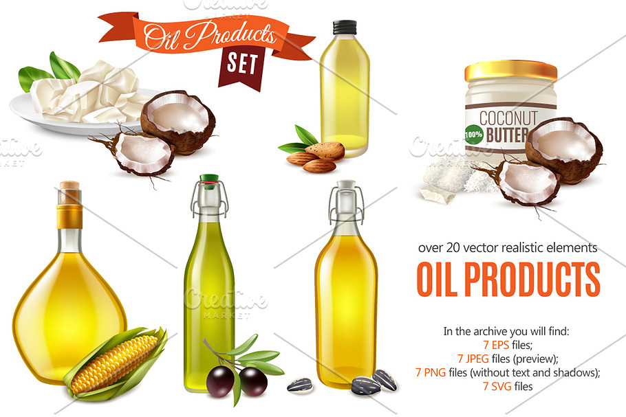 Cooking Oil Realistic Set