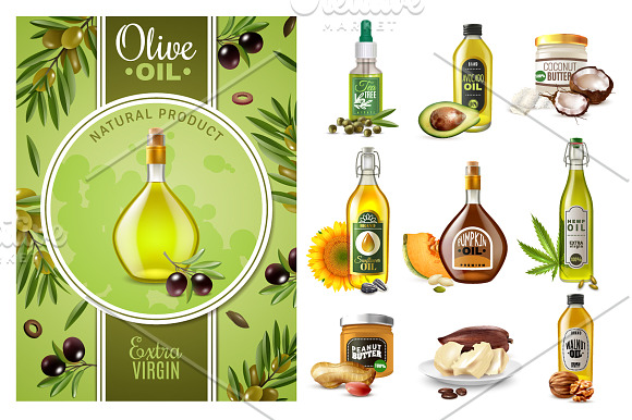 Cooking Oil Realistic Set in Illustrations - product preview 2