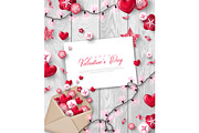 Valentines day objects with envelope