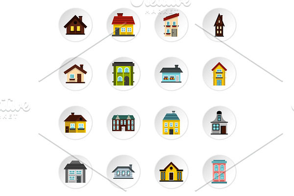 House icons set, flat style