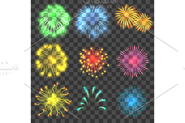 Fireworks concepts set, realistic
