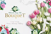 Bouquet pink Tenderness  Watercolor